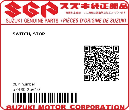 Product image: Suzuki - 57460-25610 - SWITCH, STOP         