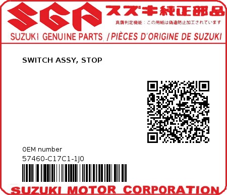 Product image: Suzuki - 57460-C17C1-1J0 - SWITCH ASSY, STOP  0