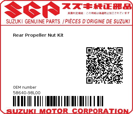 Product image: Suzuki - 58640-98L00 - HARDWARE KIT  DF300B/DF325A/350A  Rear 