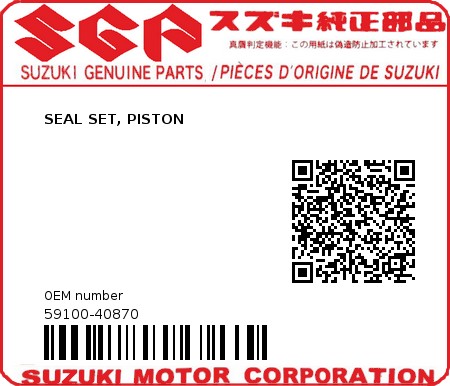 Product image: Suzuki - 59100-40870 - SEAL SET, PISTON         