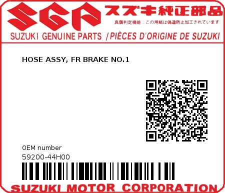 Product image: Suzuki - 59200-44H00 - HOSE ASSY, FR BRAKE NO.1          0