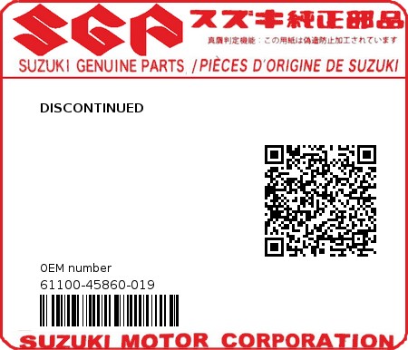 Product image: Suzuki - 61100-45860-019 - DISCONTINUED 