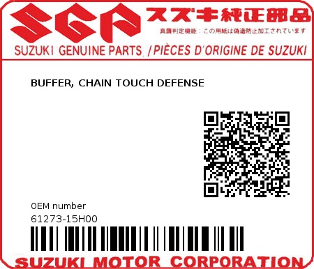 Product image: Suzuki - 61273-15H00 - BUFFER, CHAIN TOUCH DEFENSE         