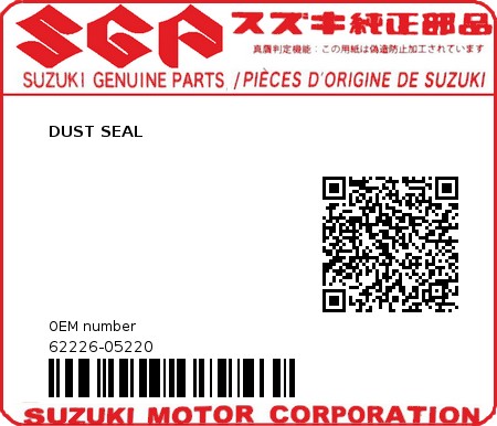 Product image: Suzuki - 62226-05220 - DUST SEAL          0