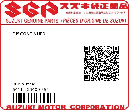 Product image: Suzuki - 64111-33400-291 - DISCONTINUED 