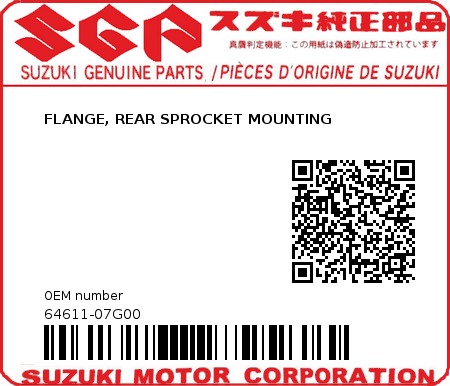 Product image: Suzuki - 64611-07G00 - FLANGE, REAR SPROCKET MOUNTING          0