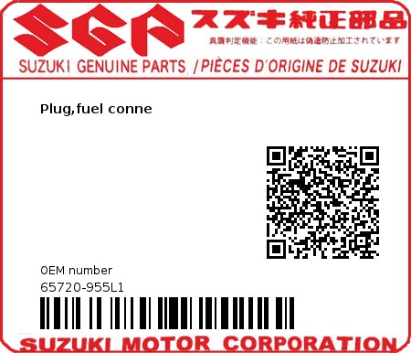 Product image: Suzuki - 65720-955L1 - Plug,fuel conne  0