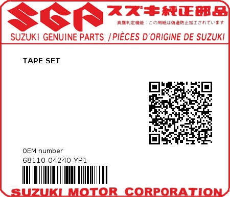 Product image: Suzuki - 68110-04240-YP1 - TAPE SET 