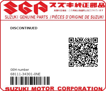 Product image: Suzuki - 68111-34301-0NE - DISCONTINUED  0