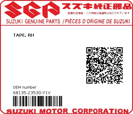 Product image: Suzuki - 68135-23530-Y1V - TAPE, RH 