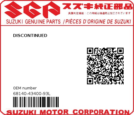 Product image: Suzuki - 68140-43400-93L - DISCONTINUED 