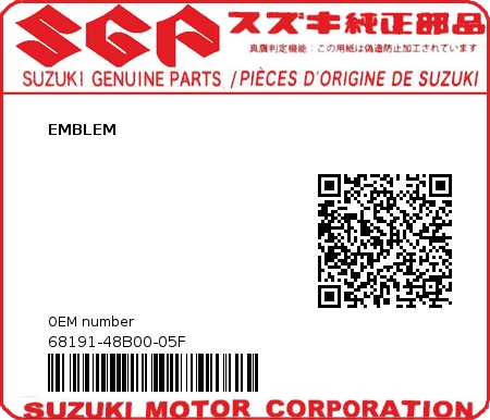 Product image: Suzuki - 68191-48B00-05F - EMBLEM 