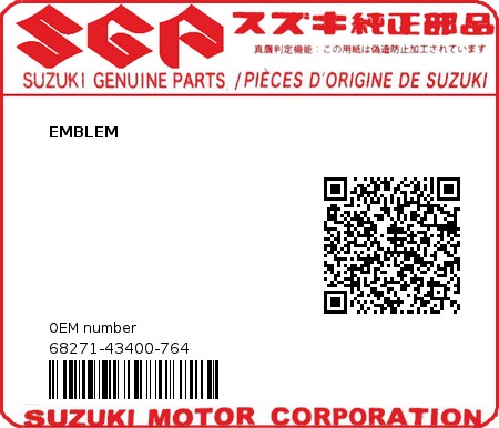 Product image: Suzuki - 68271-43400-764 - EMBLEM 