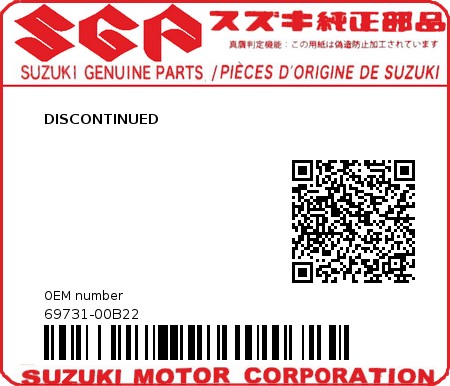 Product image: Suzuki - 69731-00B22 - DISCONTINUED         