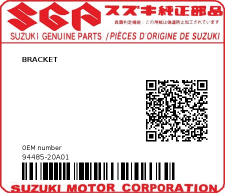 Product image: Suzuki - 94485-20A01 - BRACKET         