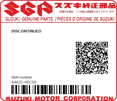 Product image: Suzuki - 94631-40C00 - DISCONTINUED         