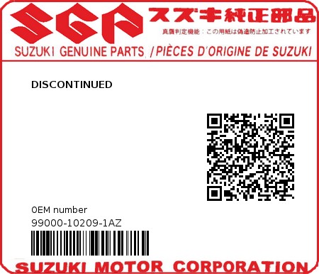 Product image: Suzuki - 99000-10209-1AZ - DISCONTINUED 