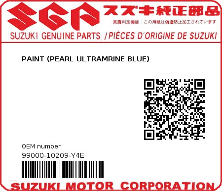 Product image: Suzuki - 99000-10209-Y4E - PAINT (PEARL ULTRAMRINE BLUE) 