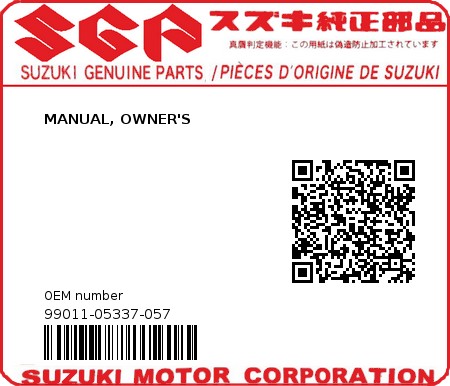 Product image: Suzuki - 99011-05337-057 - MANUAL, OWNER'S 