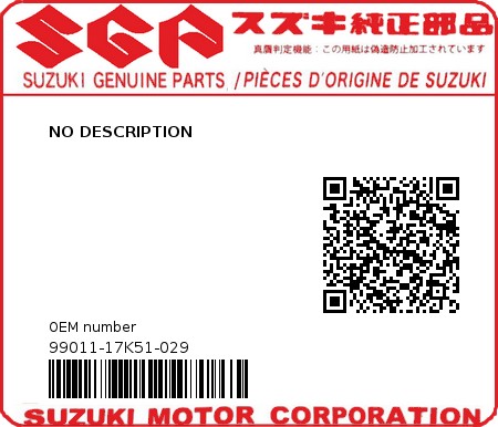 Product image: Suzuki - 99011-17K51-029 - NO DESCRIPTION 