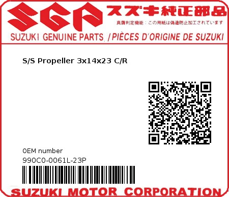 Product image: Suzuki - 990C0-0061L-23P - S/S Propeller 3x14x23 C/R  0