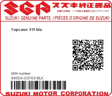 Product image: Suzuki - 990D0-G3703-BLK - Topcase 37l bla  0