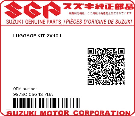 Product image: Suzuki - 997SO-06G4S-YBA - LUGGAGE KIT 2X40 L  0