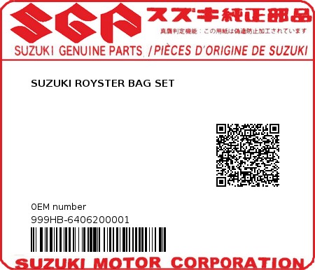 Product image: Suzuki - 999HB-6406200001 - SUZUKI ROYSTER BAG SET 