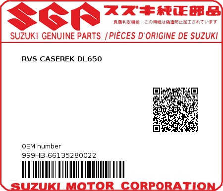 Product image: Suzuki - 999HB-66135280022 - RVS CASEREK DL650 