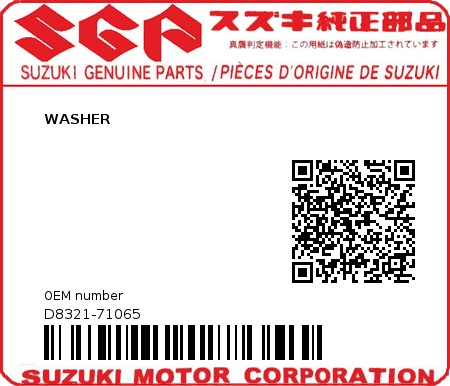 Product image: Suzuki - D8321-71065 - WASHER         