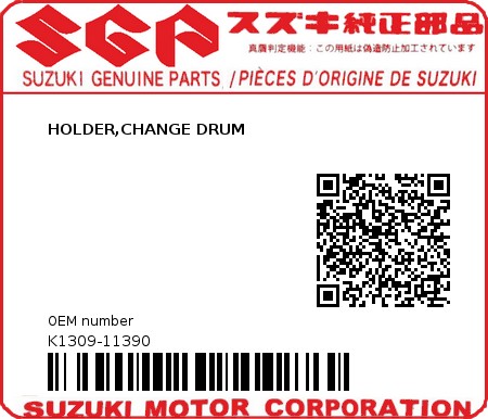 Product image: Suzuki - K1309-11390 - HOLDER,CHANGE DRUM         