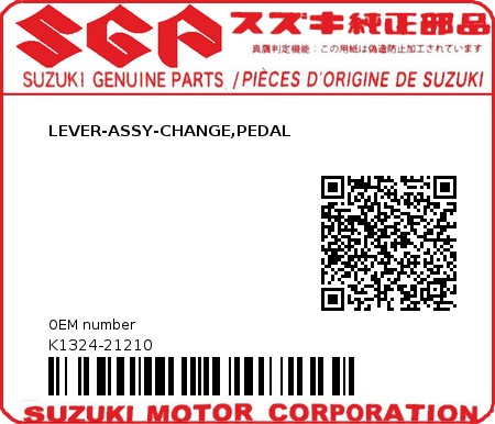 Product image: Suzuki - K1324-21210 - LEVER-ASSY-CHANGE,PEDAL          0