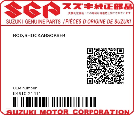 Product image: Suzuki - K4610-21411 - ROD,SHOCKABSORBER          0