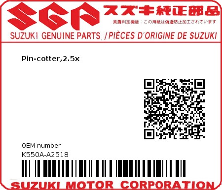 Product image: Suzuki - K550A-A2518 - Pin-cotter,2.5x  0