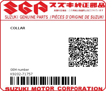 Product image: Suzuki - K9202-71757 - COLLAR          0