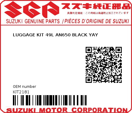 Product image: Suzuki - KIT2181 - LUGGAGE KIT 49L AN650 BLACK YAY  0