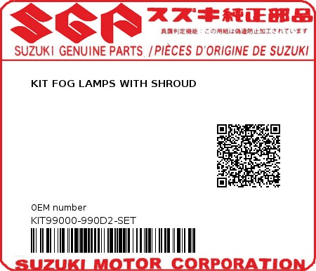 Product image: Suzuki - KIT99000-990D2-SET - KIT FOG LAMPS WITH SHROUD 