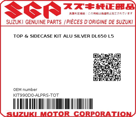 Product image: Suzuki - KIT990D0-ALPRS-TOT - TOP & SIDECASE KIT ALU SILVER DL650 L5  0