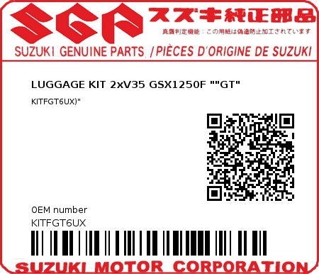 Product image: Suzuki - KITFGT6UX - LUGGAGE KIT 2xV35 GSX1250F ""GT" 