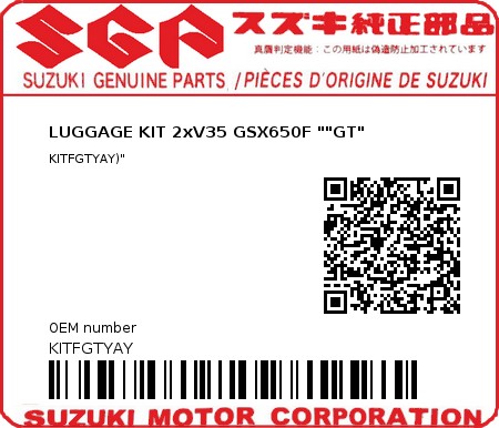 Product image: Suzuki - KITFGTYAY - LUGGAGE KIT 2xV35 GSX650F ""GT"  0