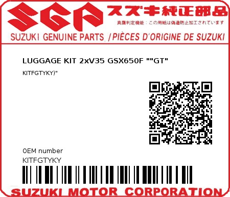 Product image: Suzuki - KITFGTYKY - LUGGAGE KIT 2xV35 GSX650F ""GT" 