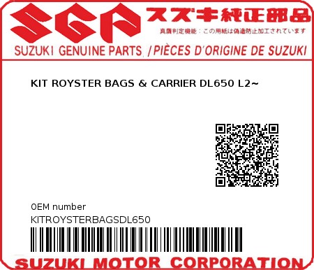 Product image: Suzuki - KITROYSTERBAGSDL650 - KIT ROYSTER BAGS & CARRIER DL650 L2~ 