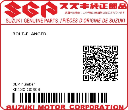 Product image: Suzuki - KK130-G0608 - BOLT-FLANGED          0