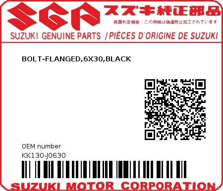 Product image: Suzuki - KK130-J0630 - BOLT-FLANGED,6X30,BLACK          0