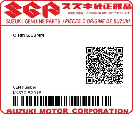 Product image: Suzuki - KK670-B2018 - O RING,18MM          0
