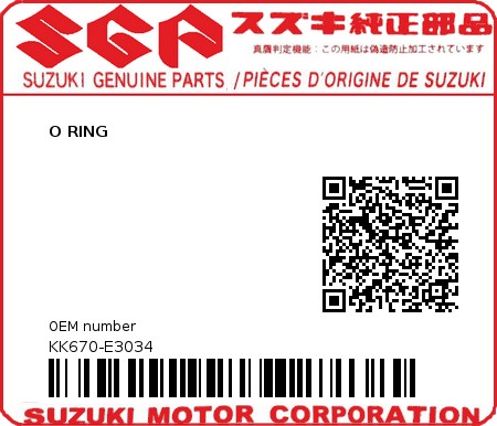 Product image: Suzuki - KK670-E3034 - O RING         