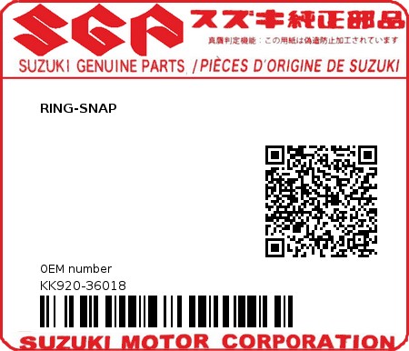 Product image: Suzuki - KK920-36018 - RING-SNAP          0
