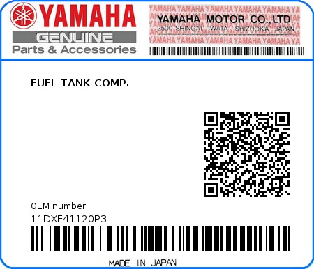 Product image: Yamaha - 11DXF41120P3 - FUEL TANK COMP. 