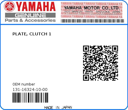 Product image: Yamaha - 131-16324-10-00 - PLATE, CLUTCH 1  0