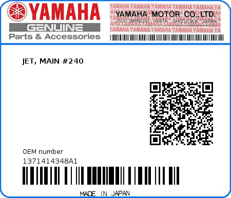 Product image: Yamaha - 1371414348A1 - JET, MAIN #240 